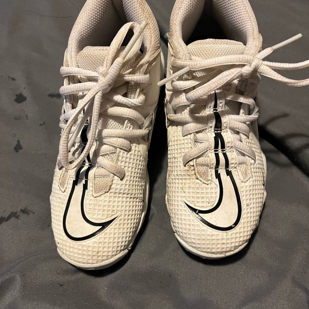 Nike White Sneakers with Mesh Upper and Black Swoosh